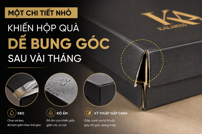 Một chi tiết nhỏ khiến hộp quà dễ bung góc sau vài tháng