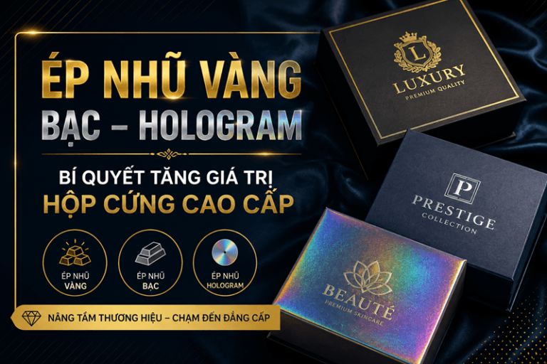 Ép nhũ vàng – bạc – hologram Bí quyết tăng giá trị hộp cứng cao cấp